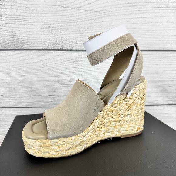 Marc Fisher Women's Natural Leather Nelly Ankle Strap Wedge Sandals Size 10 - Picture 1 of 10